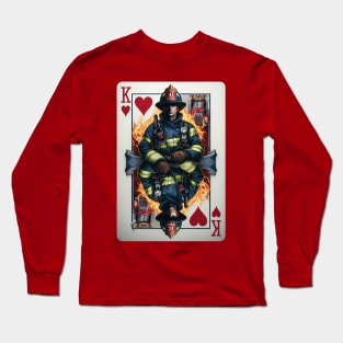 Firefighter Playing Card Long Sleeve T-Shirt